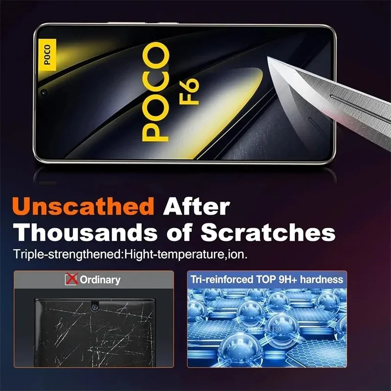 5PCS 9D Screen Protector For POCO F6 M6 F5 M4 M3 Pro C75 C65 C40 M5S F3 Tempered Glass For POC X6 X5 X4 X3 Pro F4 GT NFC Glass