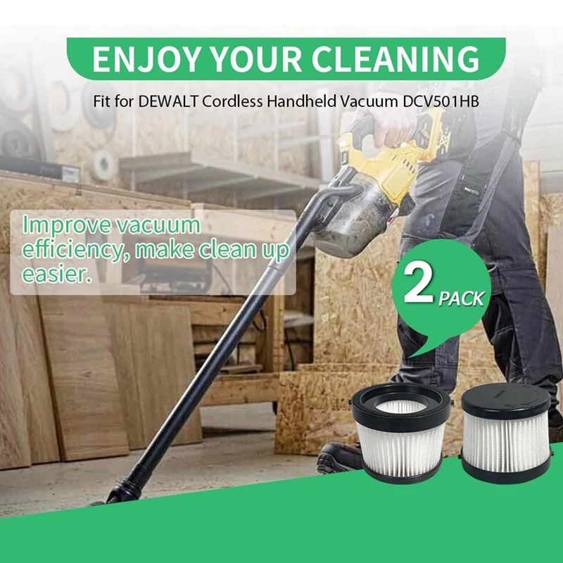 Filtro HEPA DCV5011H para aspiradora de mano inalámbrica, 2 piezas, repuestos con 4 filtros de manga de espuma y 1 cepillo, DCV501HB