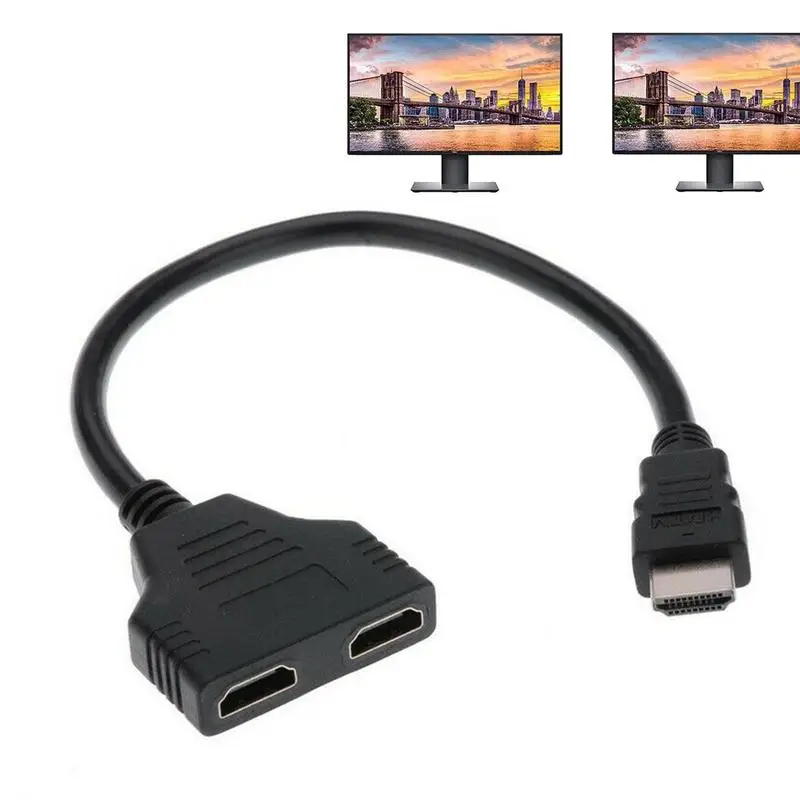 For HDMICompatible Splitter 1 In 2 Output Female 4K Port Cable Adapter Converter 1080P Games Videos Multimedia Devices For Home