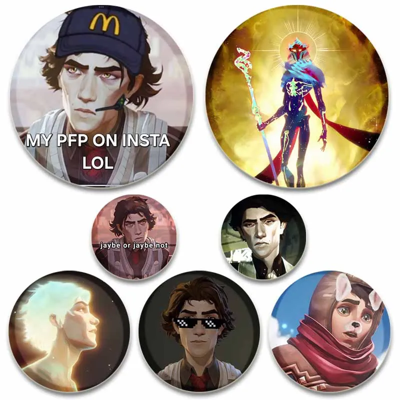 Anime Game Arcane Viktor Pins LOL Cartoon Character Brooch on Backpack Tinplate Round Badge Bag Hat Accessories Jewelry Gifts