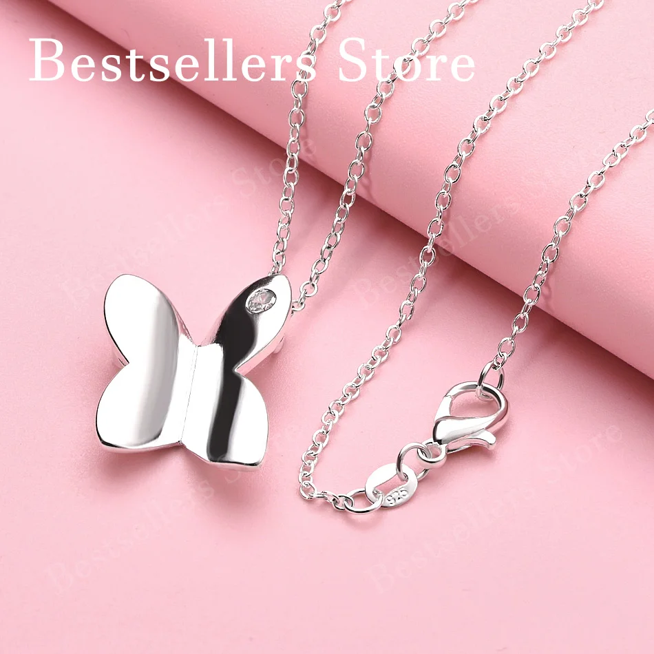 

Изысканное ожерелье с подвеской в виде бабочки из стерлингового серебра 925 пробы, 16-30 дюймов, для женской моды, свадебных аксессуаров, ювелирных украшений, подарков.