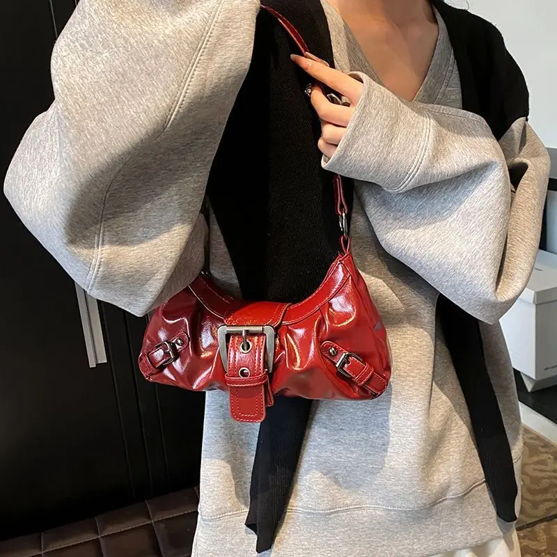 

Hot Selling Maillard-Style Retro Style Small Bag Spicy Girls Y2K Vintage Leather Shoulder Underarm Bag Commuter Handbag