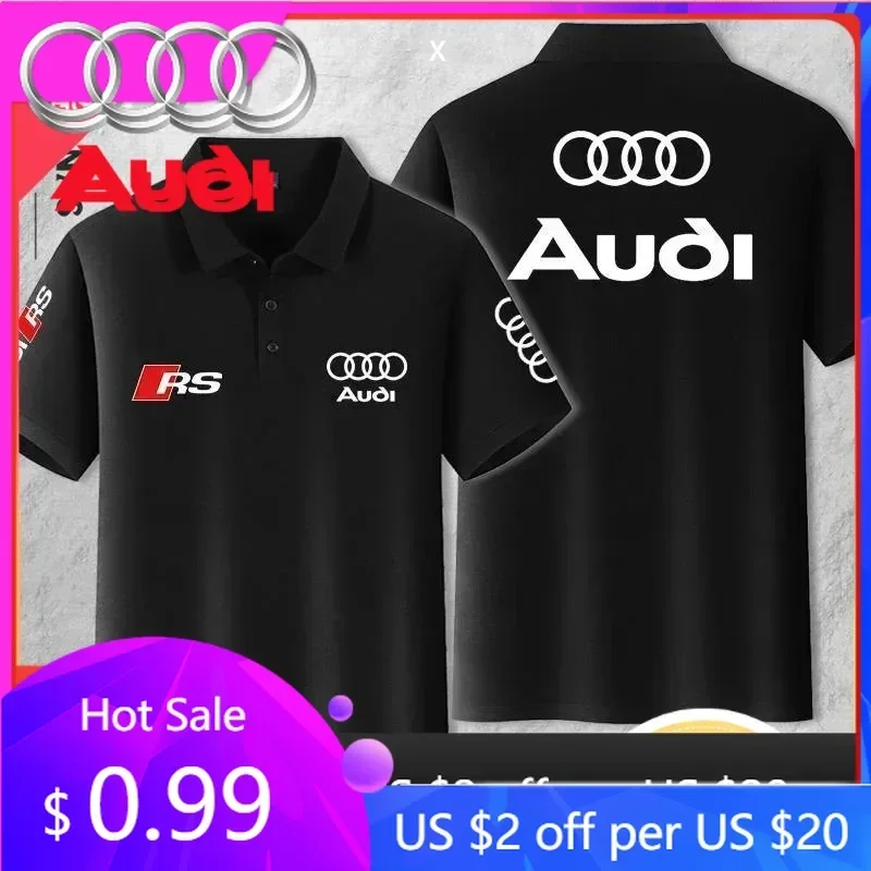 

Футболка-поло с коротким рукавом для мужчин, новая, для Audi RS Performance, рабочая одежда, с воротником
