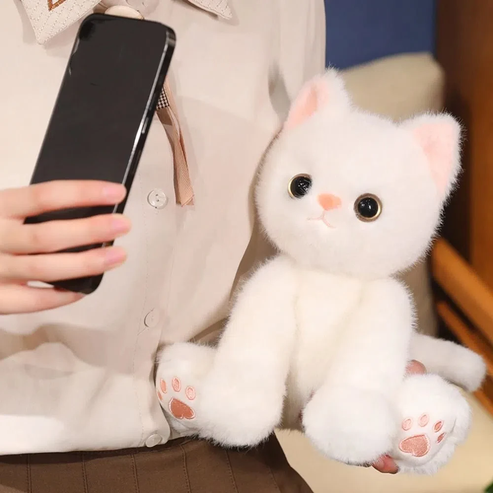

Plushie Cat Toy Sitting Cat Plush Toy Big Eyes Fluffy Cute Animal Plush Doll Stuffed Thick Paw Soft Cat Plush Pillow Children