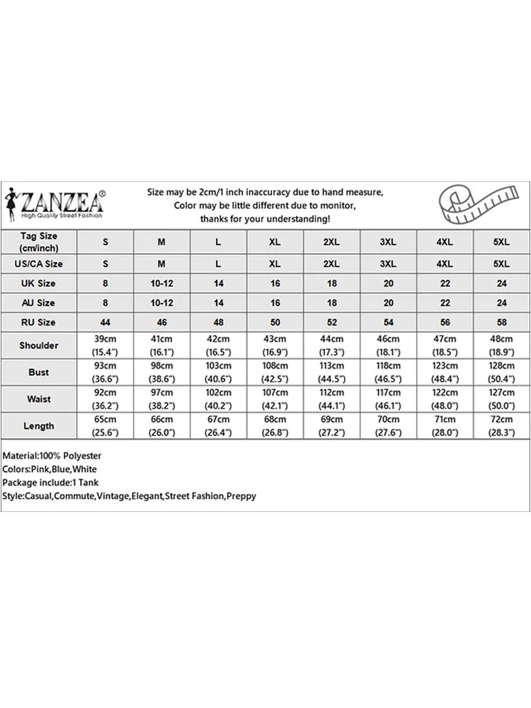 ZANZEA 홀리데이 O넥 튜닉 2024 여성용 블라우스, 캐주얼 민소매 더블 레이어 러플 상의, 오버사이즈 셔츠, 한국 패션, 여름