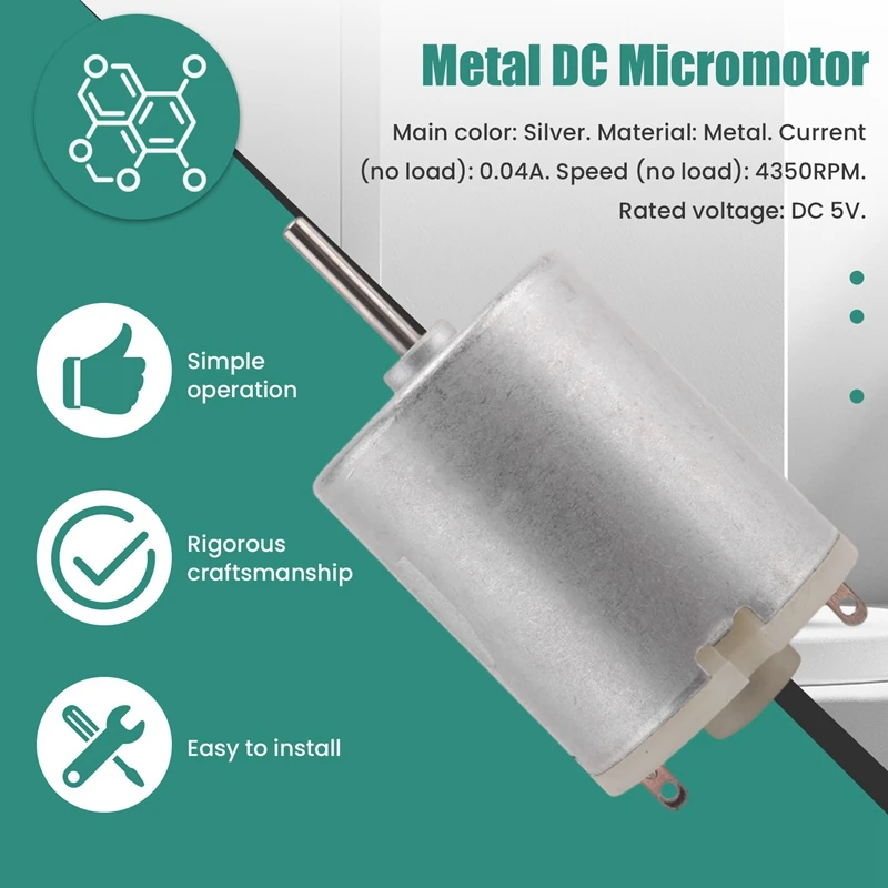 Motor elétrico pequeno para ventiladores USB, DC 5V, 4350RPM, 0.04A