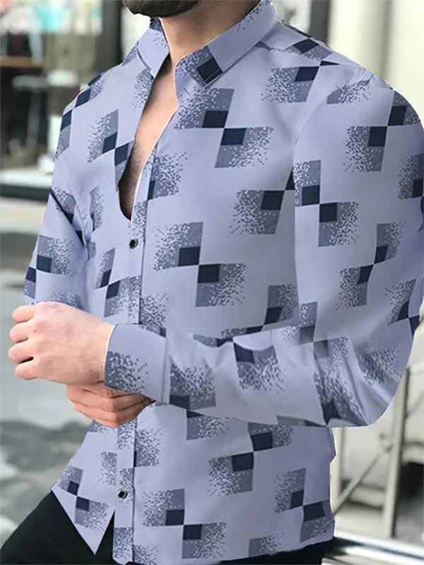 

Мужская одежда Slim Fit Long Sve с цветочным принтом, тонкий полиэстер, осенне-весенняя модная повседневная деловая офисная одежда, молодежная одежда