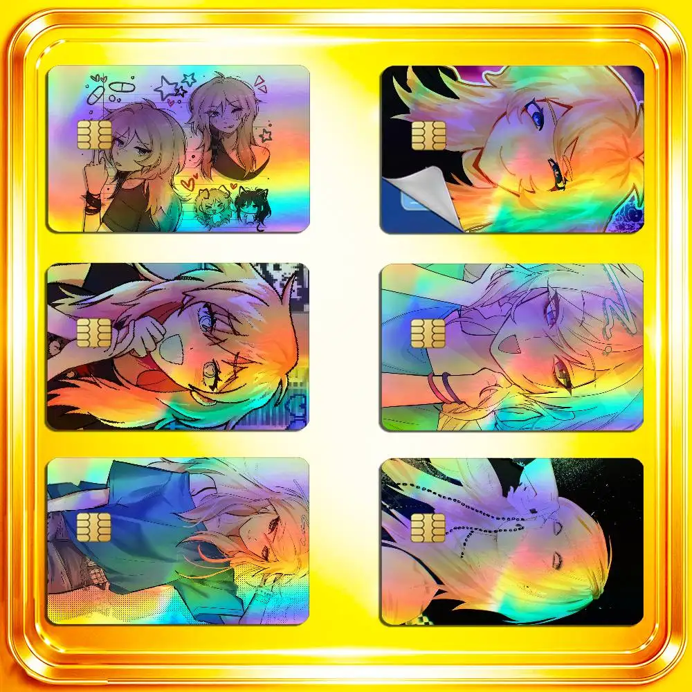 For Nicole Emily Jecka Class of 09 Credit Bank Sticker ID Access Card Cover Skin Rainbow Color Laser Stickers Film