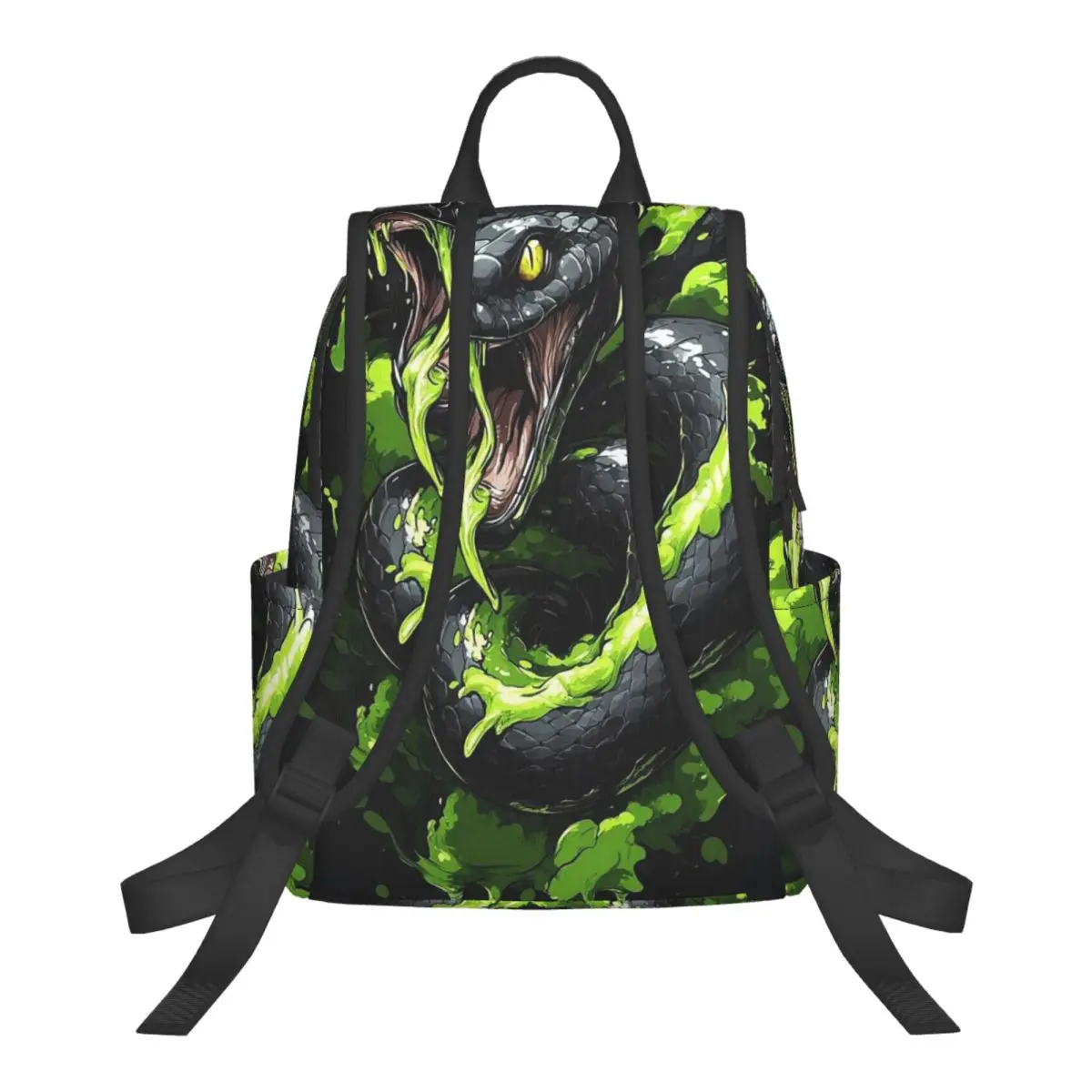 Green Aboriginal Style Snake Print Student Backpack School Bag Hiking Travel Daypack for Men Women Bookbag Shoulder Bags