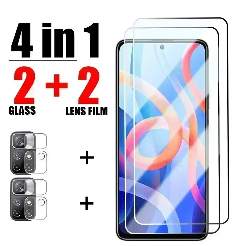 4IN1 Screen Protector For Redmi Note 12 11 10 9 8 Pro Plus 5G 11S 10S 9S 9T 8T Protective Glass For Redmi 10 10C 9 9A 9C 8 Glass