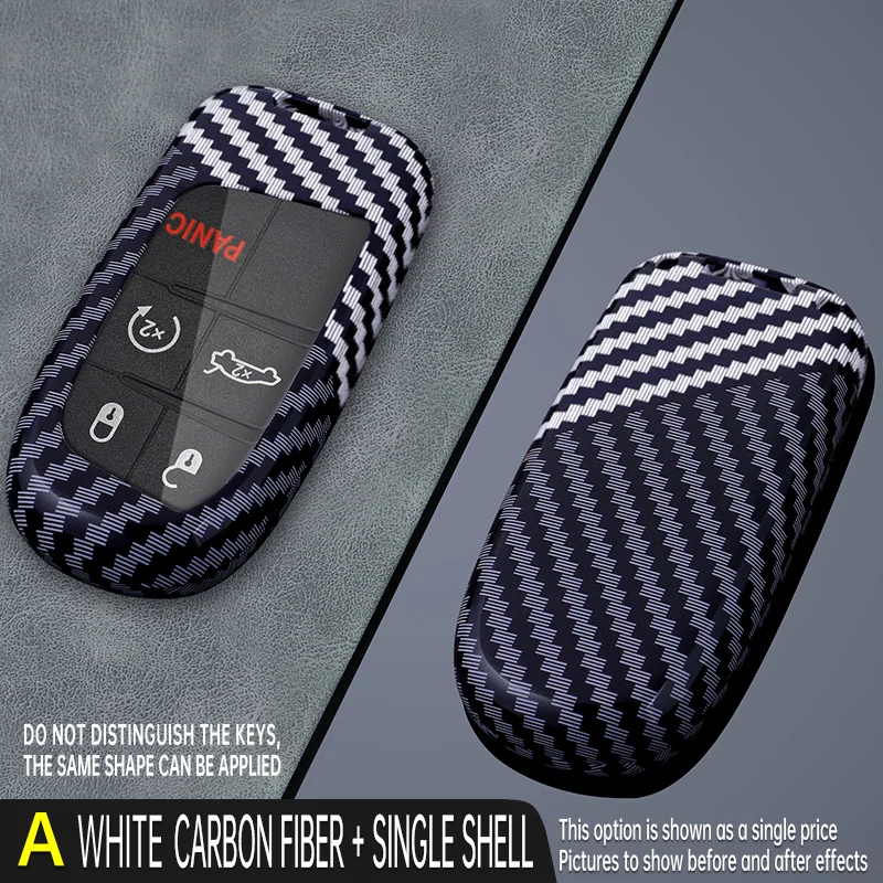 Carbon Car Key Cover Fob Case Shell for Jeep Grand Cherokee Dodge Dart Journey RAM 1500 Charger Challenger Durango Chrysler 300