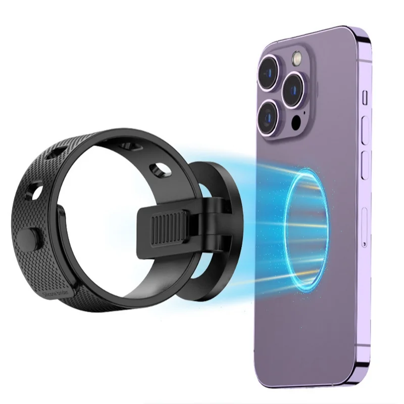 

Магнитное крепление для телефона для велосипедной беговой дорожки MagSafe, держатель для телефона, регулируемый силиконовый ремешок, подходит для коляски, покупок, тренажерного зала, портативная подставка