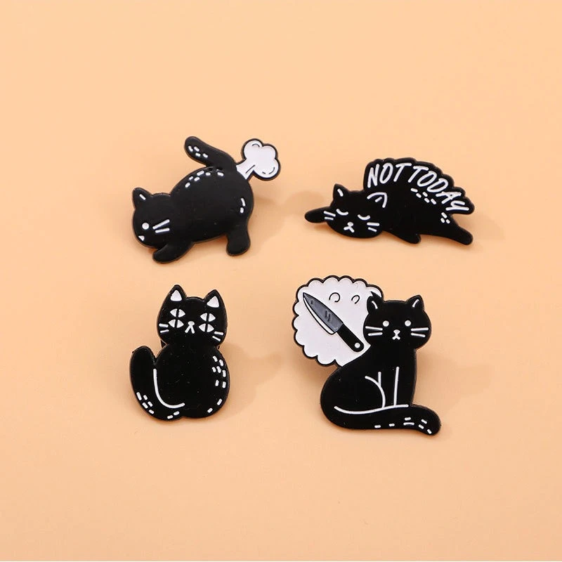 New Creative Fashion Black Cat Alloy Brooches Casual Commute Badges Decoration Pins DIY Clothing Bags Hat Scarf T-shirt Jeans
