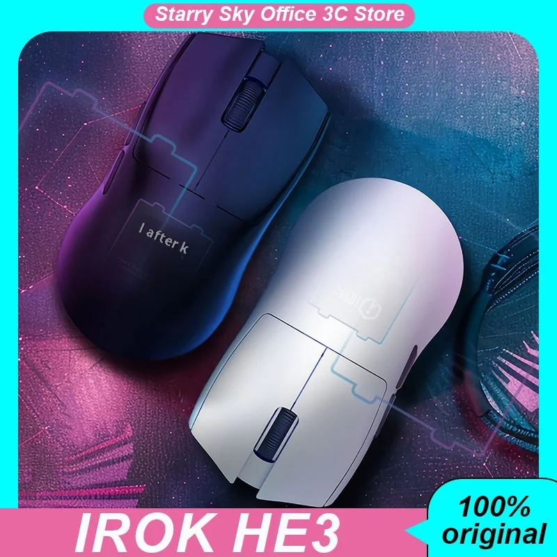 

Беспроводная мышь Irok He3 Paw3395, Bluetooth, 3 режима, сменный аккумулятор 54g, легкая игровая мышь для киберспорта, для ноутбука, офисные аксессуары