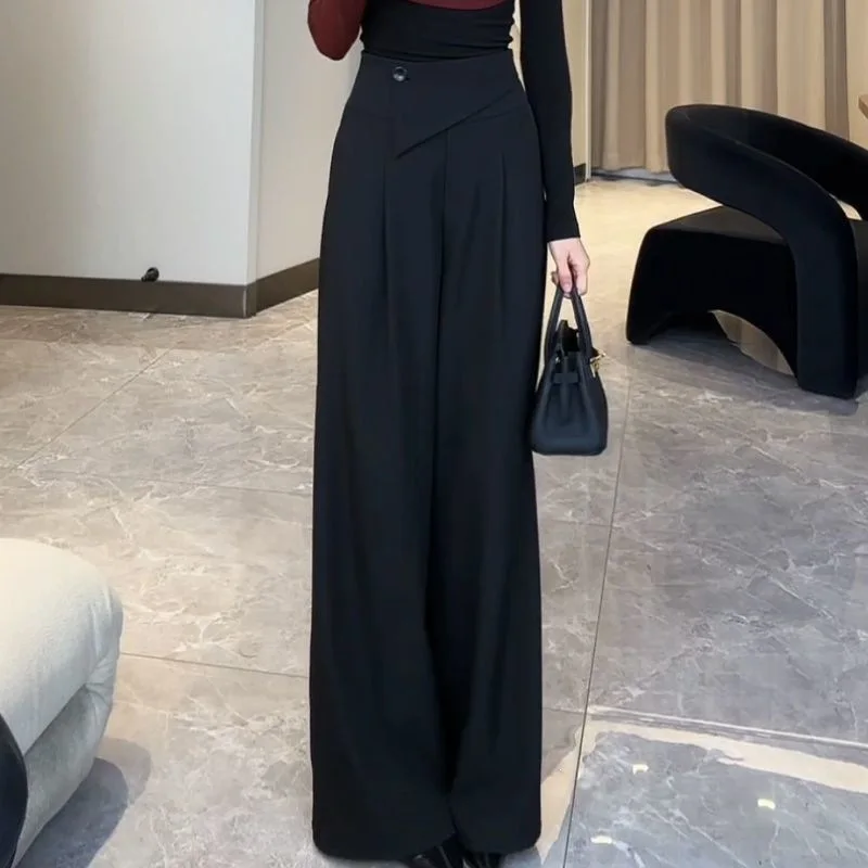 High Waist Narrow Version Wide Leg Pants Waist Straight Pants Drape Versatile Trousers Suit Pants High Quality Women's Trousers
