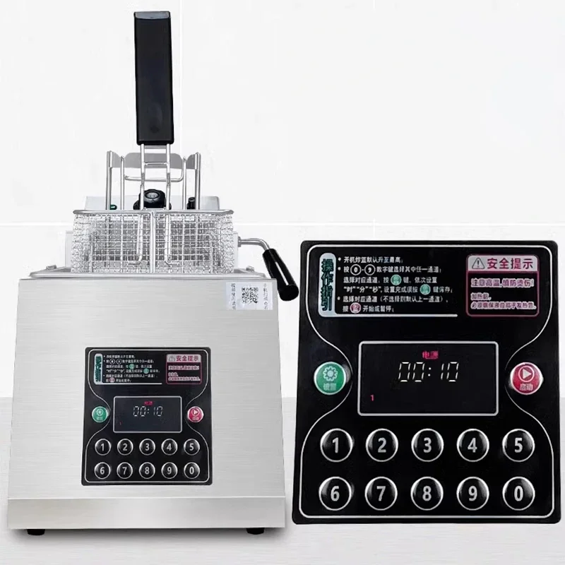 หม้อทอดไฟฟ้าแบบยกอัตโนมัติ8L เครื่องทอดแบบกระบอกเดี่ยว Ayam fillet อัจฉริยะสำหรับทอดเฟรนช์ฟรายส์