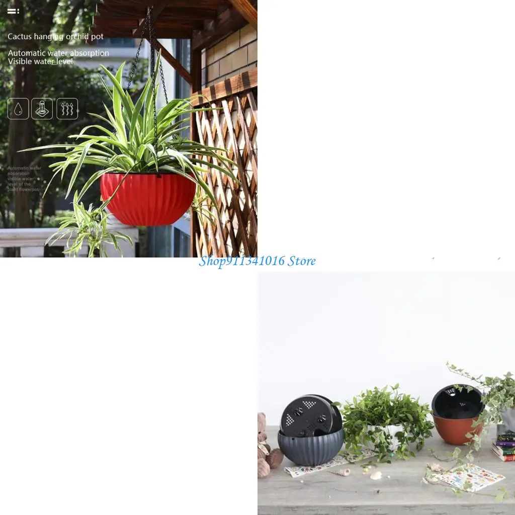 Hanging Planter Semi-Circular Flowerpot Self-Absorbing Plant Holder Garden Decoration Watering Hanging Baskets