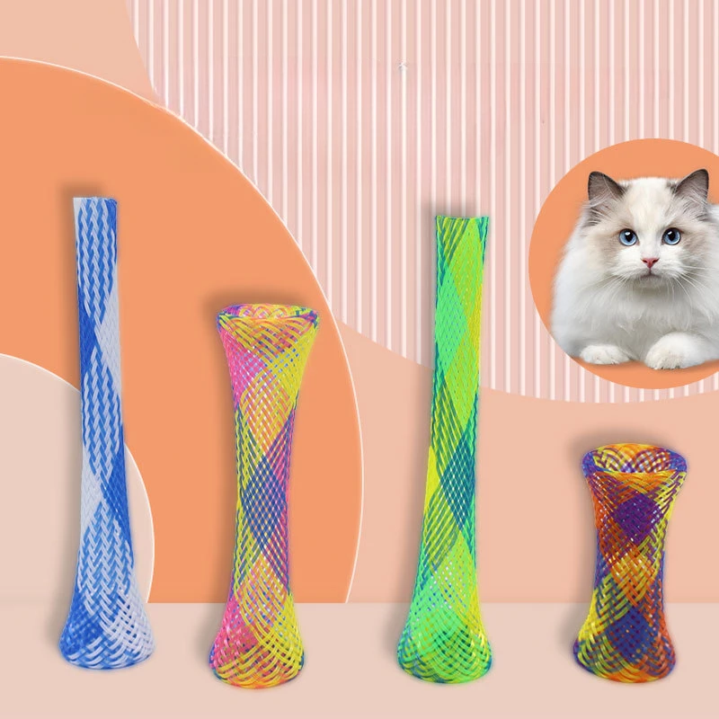 10/Bag Cat Spring Toy Stick Free Folding Spring Shape Multicolor Cats Bounce Little cat Toy Cat Interactive Toy Pet Supplies