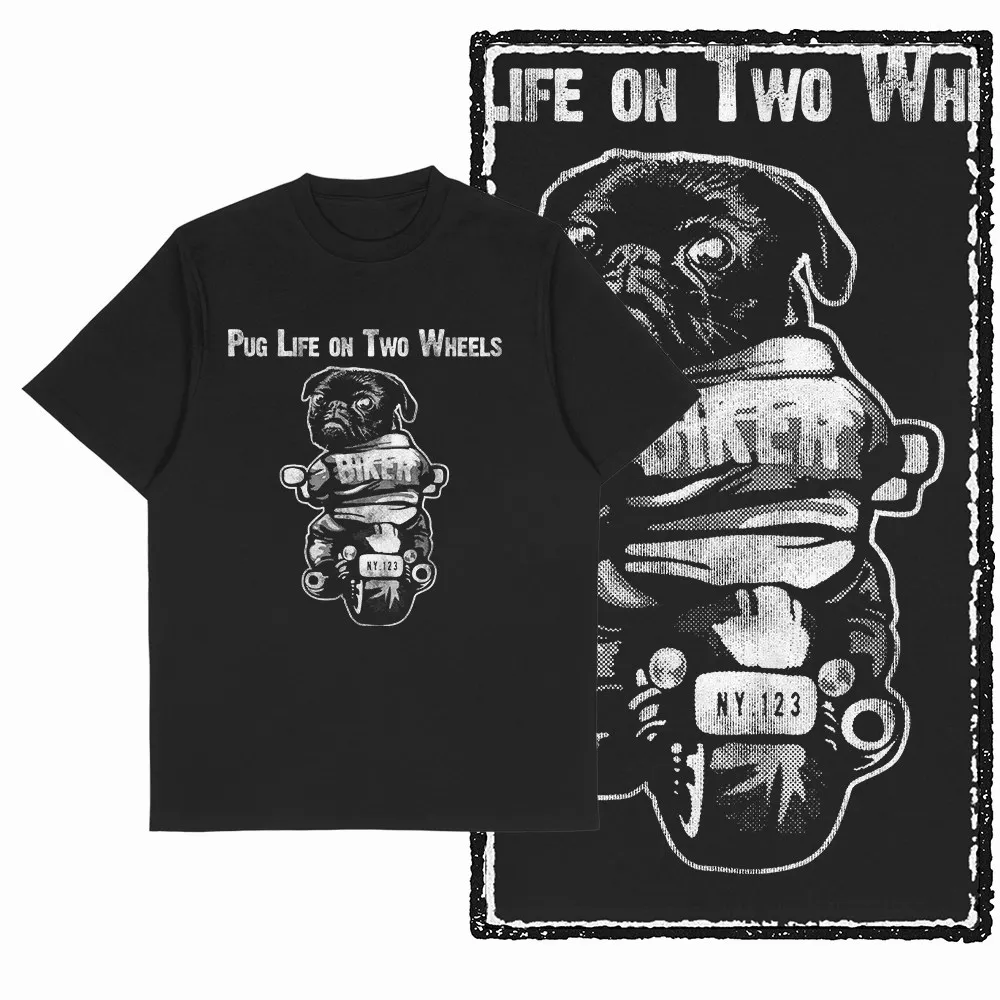 100% Cotton Unique Pug Print Graphic Men t-shirt Black Cool Print Big Size Tshirt Pug Dog Print T Shirt Novety Tee Shirt G67