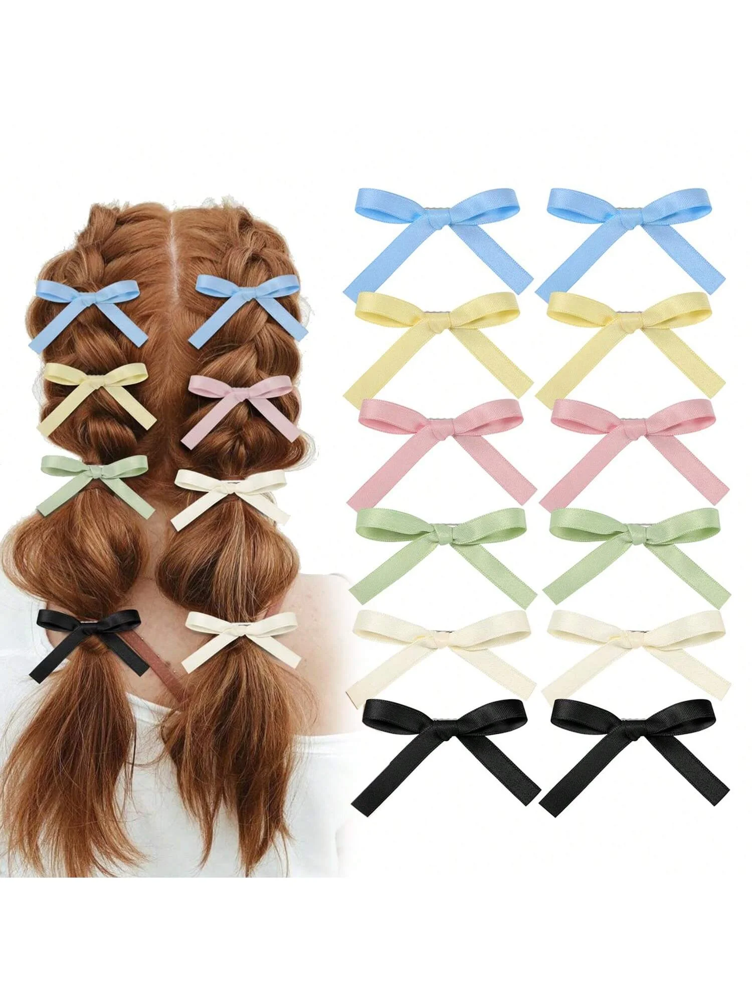 12 little bow ribbon hair accessories cute hair clips Alligator clips for women girls toddlers