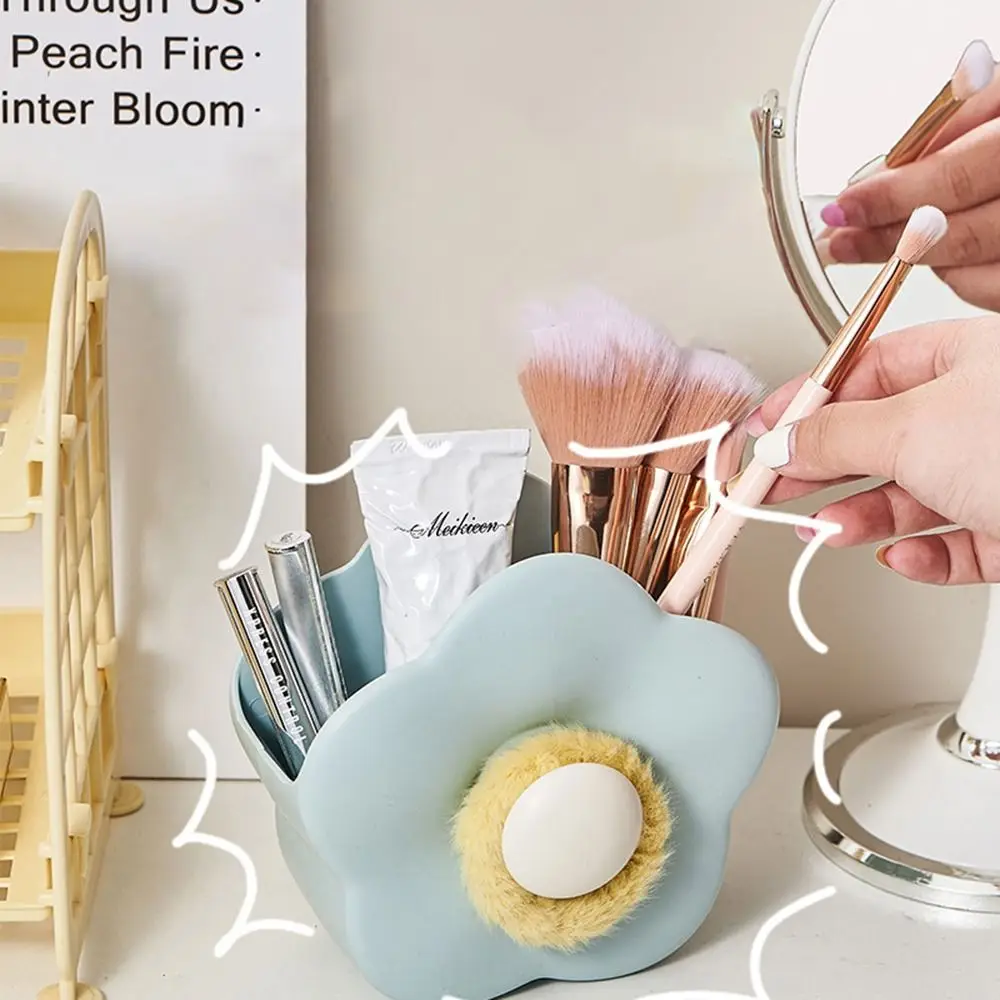 Flower-shaped Makeup Brush Case Vibrant Color Large Capacity Pen Holder Multi-functional Creative Pencil Case Desktop