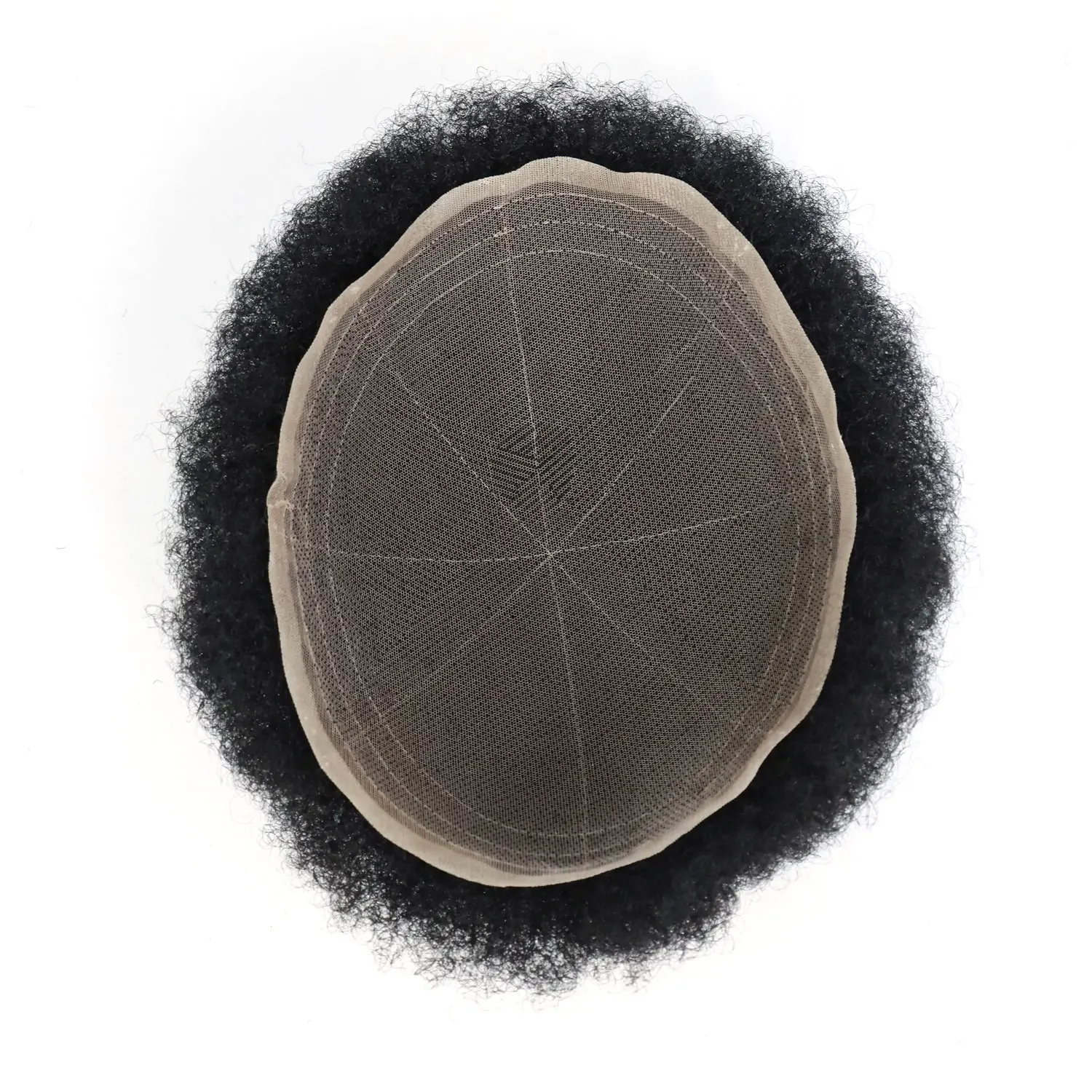 Afro lockige Männer Toupet natürliches menschliches Haar volle Spitze Basis Herren Perücke # 1b von schwarzen Mann Haar Einheit 6 Zoll männliche Prothese Patch 8x10