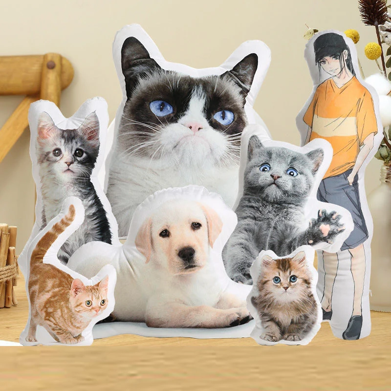 DIY Personalized Photo Custom Cushion Cartoon 3D-Printed Pet Dog Cat Pillows Animal Pillow for Sofa Bed Decor Birthday Gifts