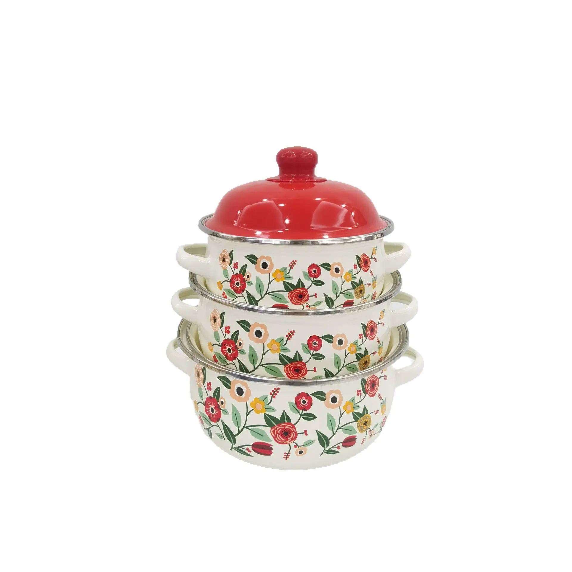 Enameled Pots and Pans Set of Pots and Pans Three Sets of Soup Pots Stew Soup Cooking Noodles Baby Supplement Kitchen Cookware - Image 5
