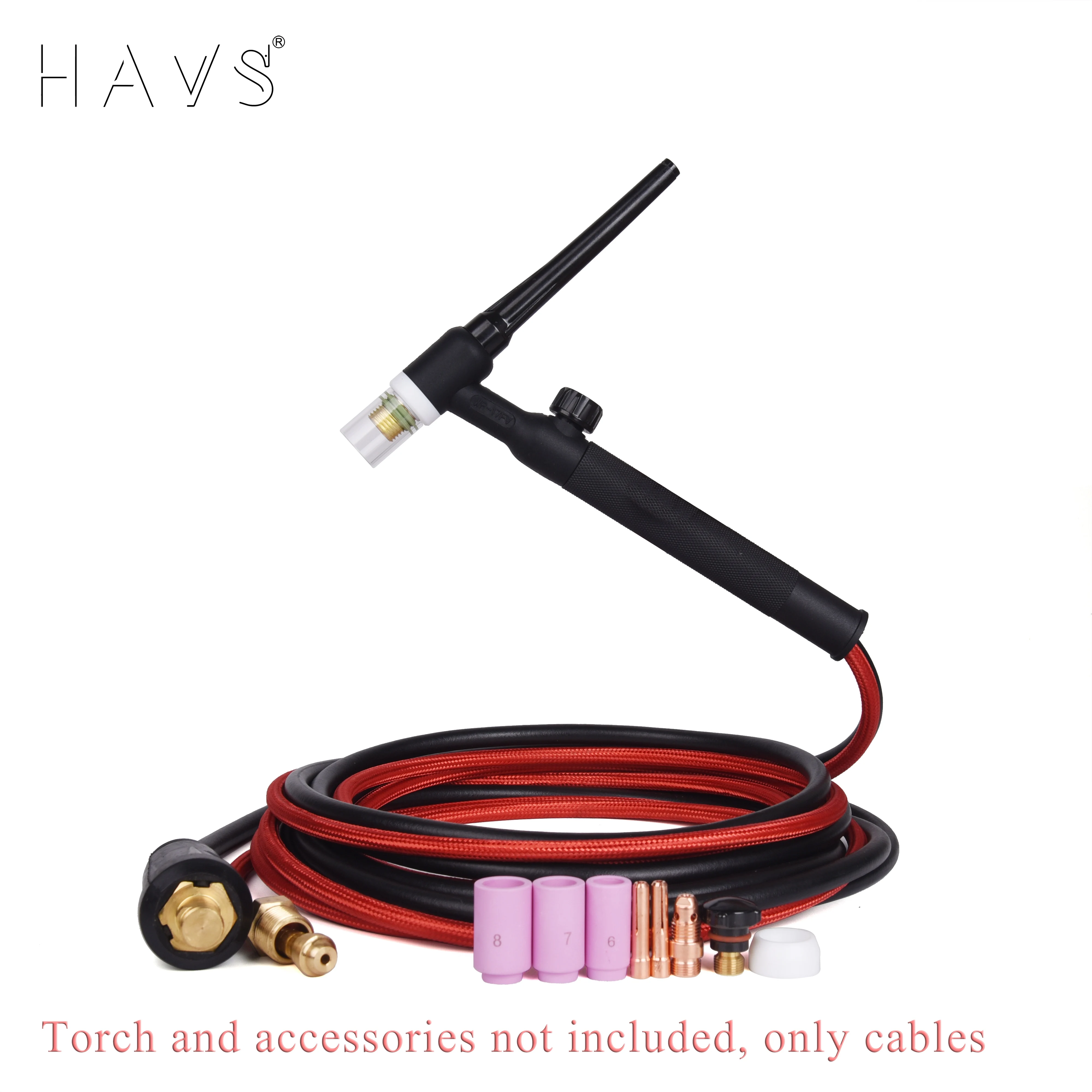 3.8m/7.6m WP9 WP17 TIG Welding Torch Flexible Head Gas Valve Separated Type w/5/8 UNF 35-50 10-25 Connector