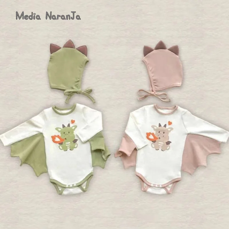 

2024 весеннее корейское детское боди Ins динозавр Стильный Печатный миловидный комплект реквизит для фотосъемки