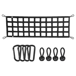 Car Pickup Truck Tailgate Barrier Net, Interior Isolation, Fixed Luggage Barrier Net, Weatherproof Netting With Carabiner Hooks
