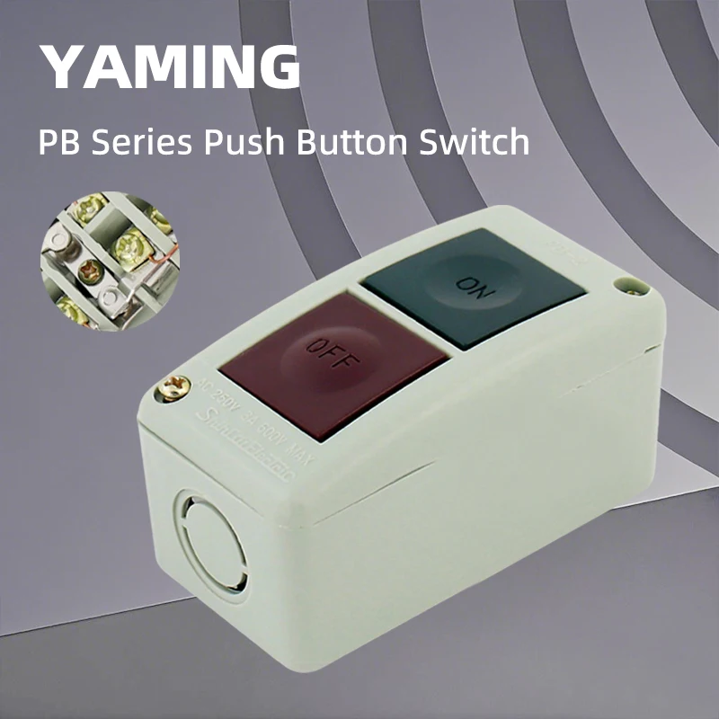 

PB Series Push Button Control Switch Box 2P/3P Two/Three Positions AC250V 3A 5A ON-OFF FWD-REV-OFF PB-2 PB-3 TB-2 TB-3