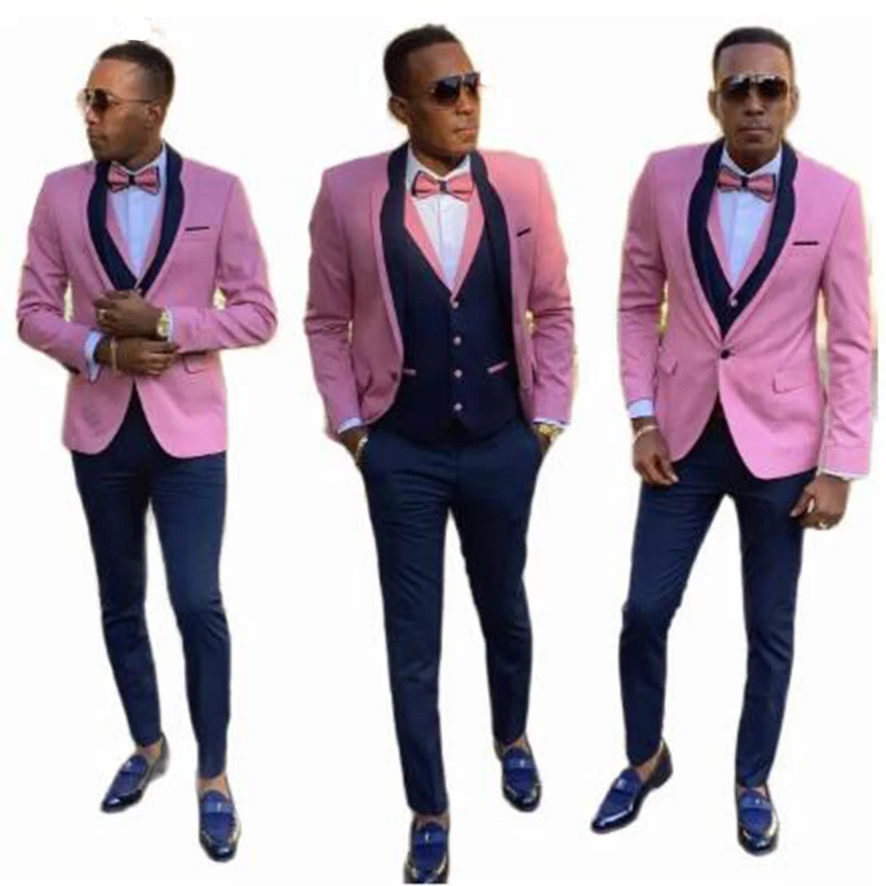 2025 Classic Pink Top Men Suit Costume Homme Groom Tuxedo Blazer Terno Masculino Formal Wedding Bridegroom 3 Piece Suits for Men