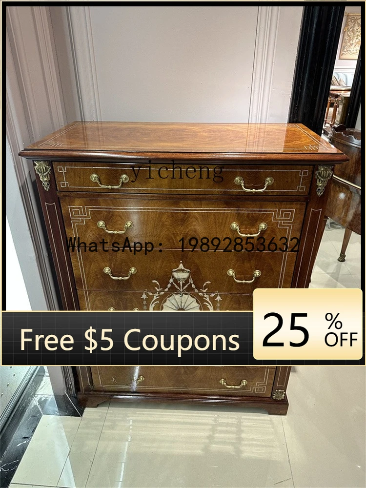 z7 Bedroom Storage Decorative Cabinet High and Low Cabinet Solid Wood French Bedside Cabinet