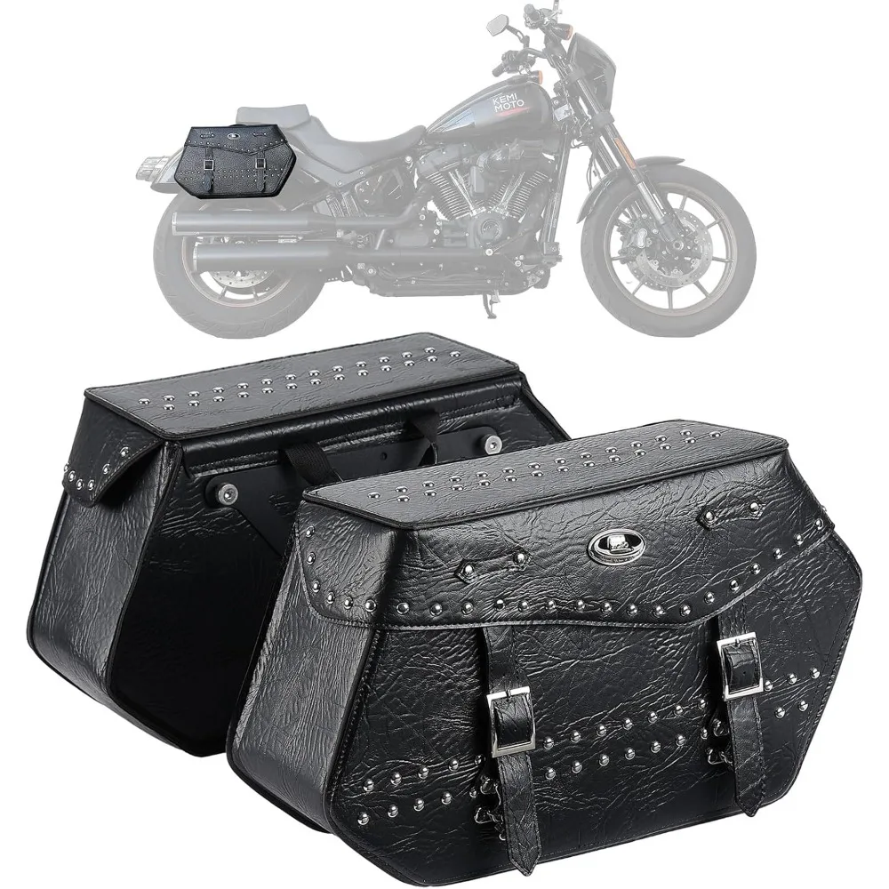 

motorcycle saddlebags rivet with quick release brackets 26l large capacity pu leather motorcycle luggage saddle bags compatible