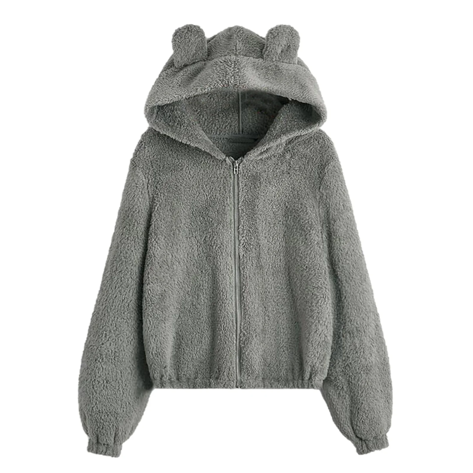 

Cute Plush Bear Ear Hooded Coat Plush Bear Ear Hooded Cardigan Suitable For Autumn And Winter