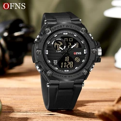 OFNS G Style  Men's Dual Display Electronic Wristwatch Military Quartz Outdoor Sports 50M Waterproof LED Digital Date Watches