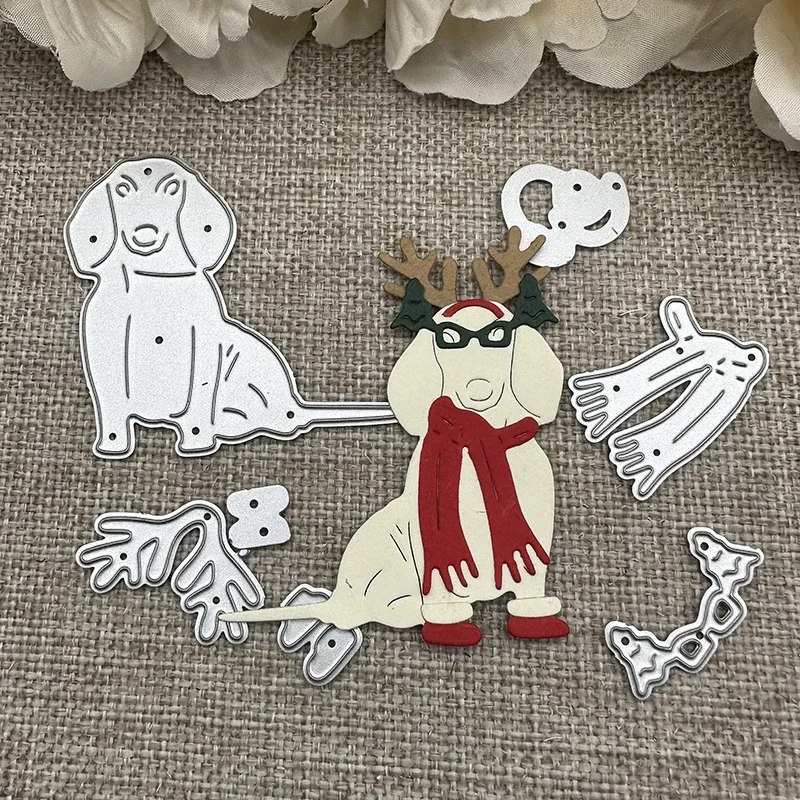 

Металлические вырубные ножи и трафареты для скрапбукинга, альбомов, открыток и тиснения: Рождественский шарф и собака