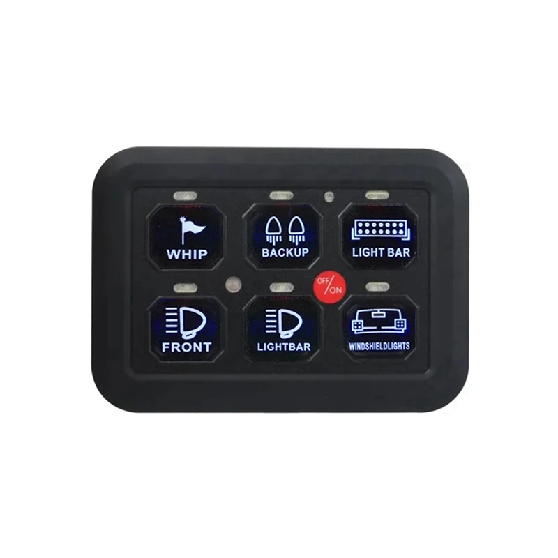 LED 6 Gang Switch Panel Circuit Control Relay System Box Slim Touch Control Panel For Boat Jeep UTV Caravan