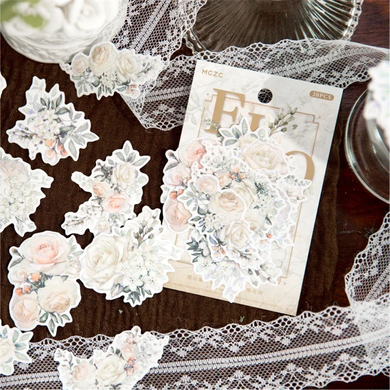 

20 шт., наклейки с цветами, литературный материал, живопись, элегантная книга, коллаж, декоративные принадлежности, канцелярские принадлежности для скрапбукинга, 125*80 мм