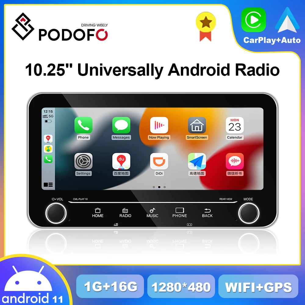 

Podofo 2din Universally CarPlay Android Radio 10.25inch Car Multimedia Player GPS Stereo Receiver HiFi Head Unit WiFi Autoradio