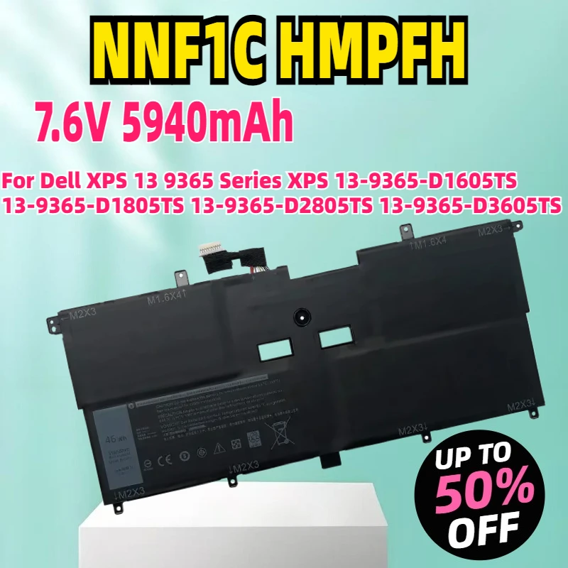 

New NNF1C HMPFH Battery For Dell XPS 13 9365 Series XPS 13-9365-D1605TS 13-9365-D1805TS 13-9365-D2805TS 13-9365-D3605TS Laptop