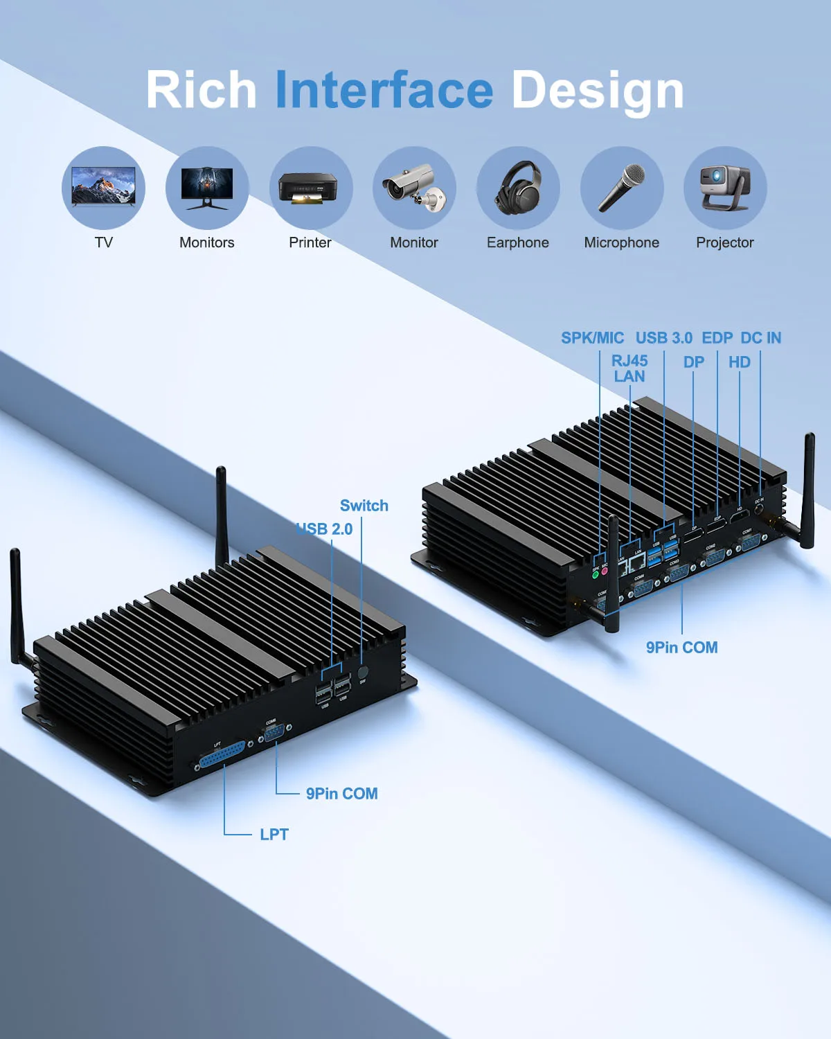 Komputer bez wentylatora HYSTOU Compact 6×COM Industrial Mini PC Windows 11 Intel Core Quad CPU darmowa wysyłka i5 8250U i7 8550U