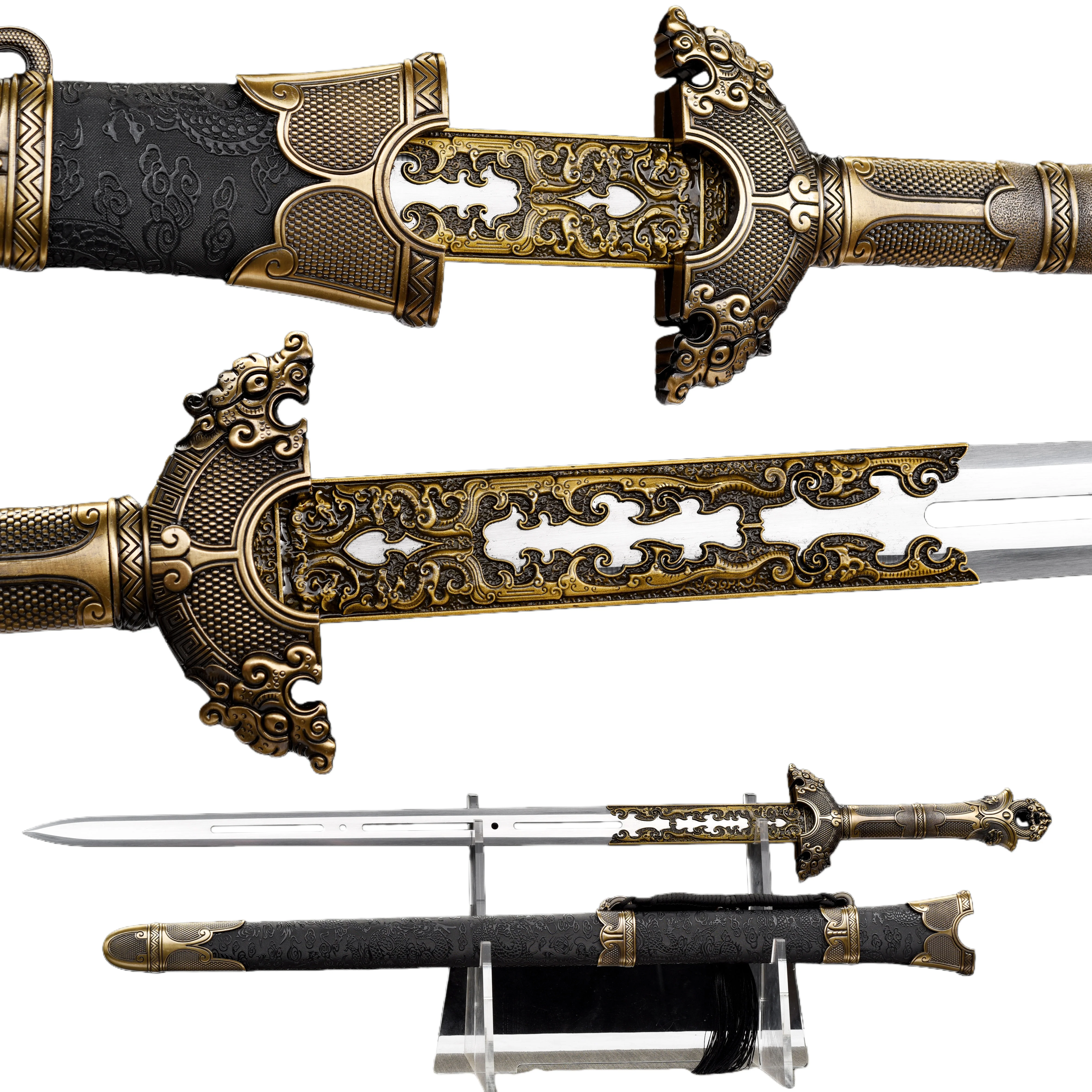 

Medieval Feng shui Royal Templar Knight Sword, spring steel sharp blade, katana martial arts enthusiast role-playing collection