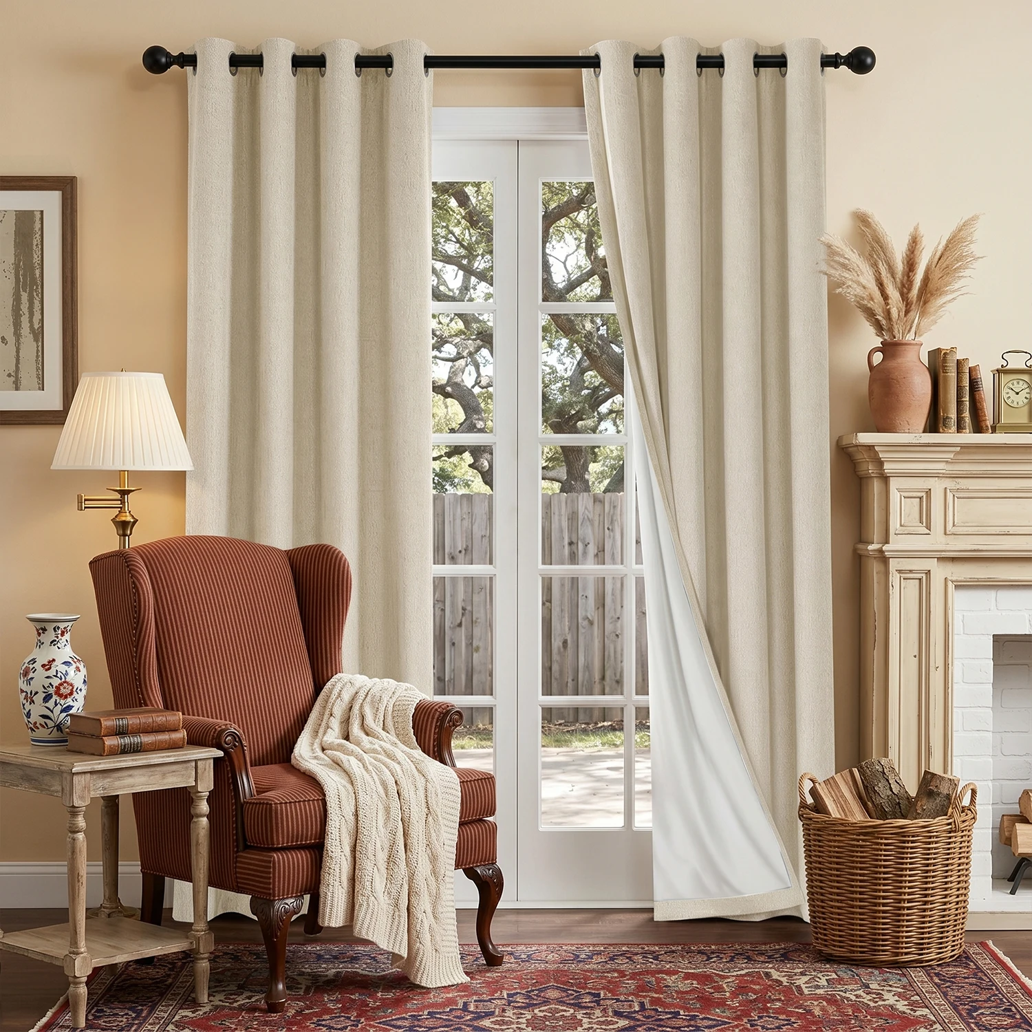 2pcs 100% Blackout Curtains, Grommet Top for Hanging, Sun Protection, Privacy Protection, Thermal Insulation and Noise Reduction, Suitable for Bedrooms, Living Rooms, Dining Rooms, and Various Home Decor Styles