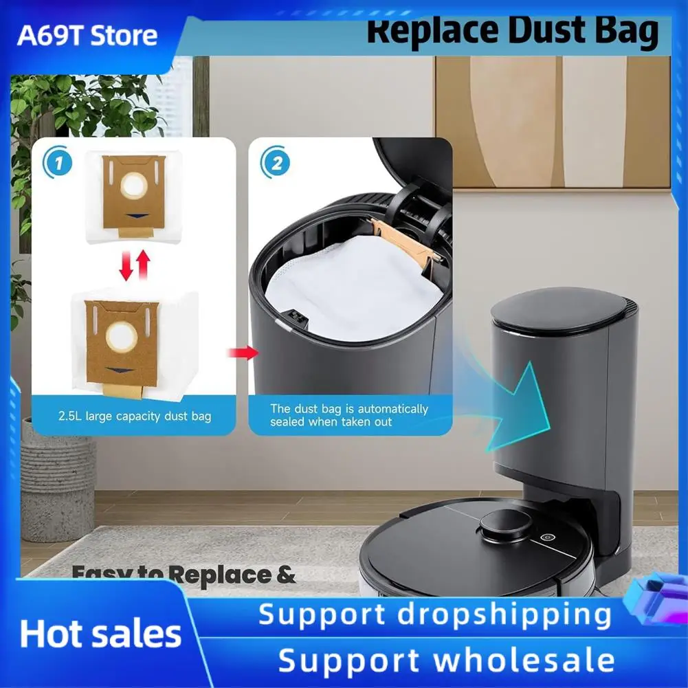 

A69T Dust Bag For Yeedi K781+ Vac Station For Ecovacs Deebot Ozmo T8/T8+ T8 AIVI/N8 Pro Plus/N8 Pro/DX93/DDX96 Vacuum Cleaner
