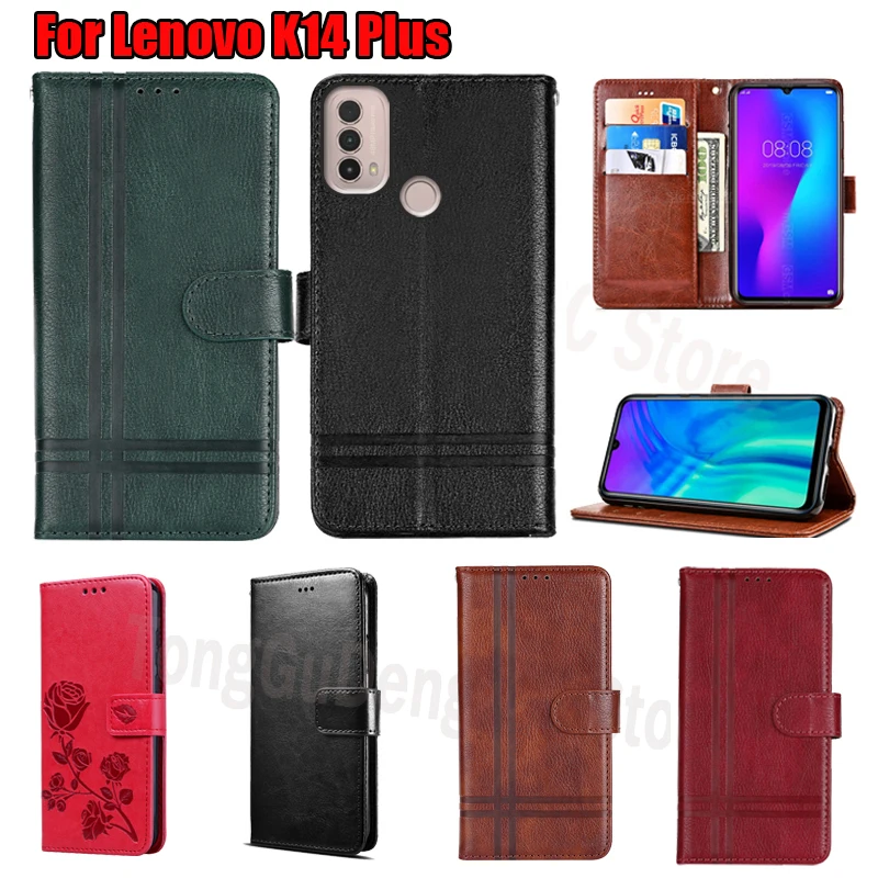 

Leather Wallet Cover For Lenovo K14 Plus Case Flip Magnetic Card Stand Phone Protective Book For Lenovo K 14 Plus Case Etui Bag