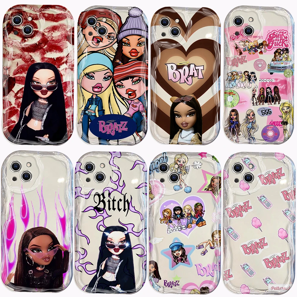 Cute Girl Bratzs Doll 3D Wave Case For iPhone 15 14 13 12 11 Pro Max Mini X XR XSMAX 8 7 6S Plus Soft Silicone Cover