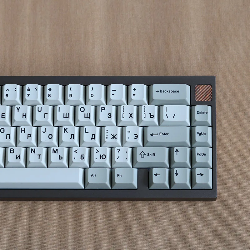 Retro Russian Keycaps Cherry Profile Classic Black Characters Mechanical Keyboard Caps Beige Gray PBT Sublimation Custom Keycap