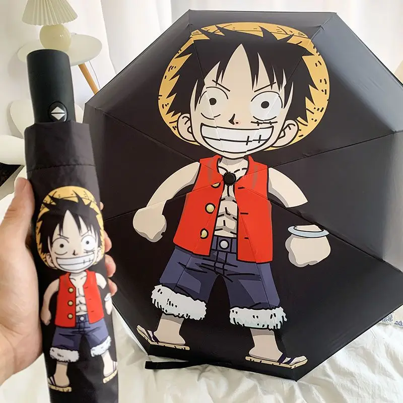 Cute Anime Umbrella Student Rain Sunny Black Coating Sunscreen UV Protection Fold Creative Cartoon Sunshade Men Women Umbrellas